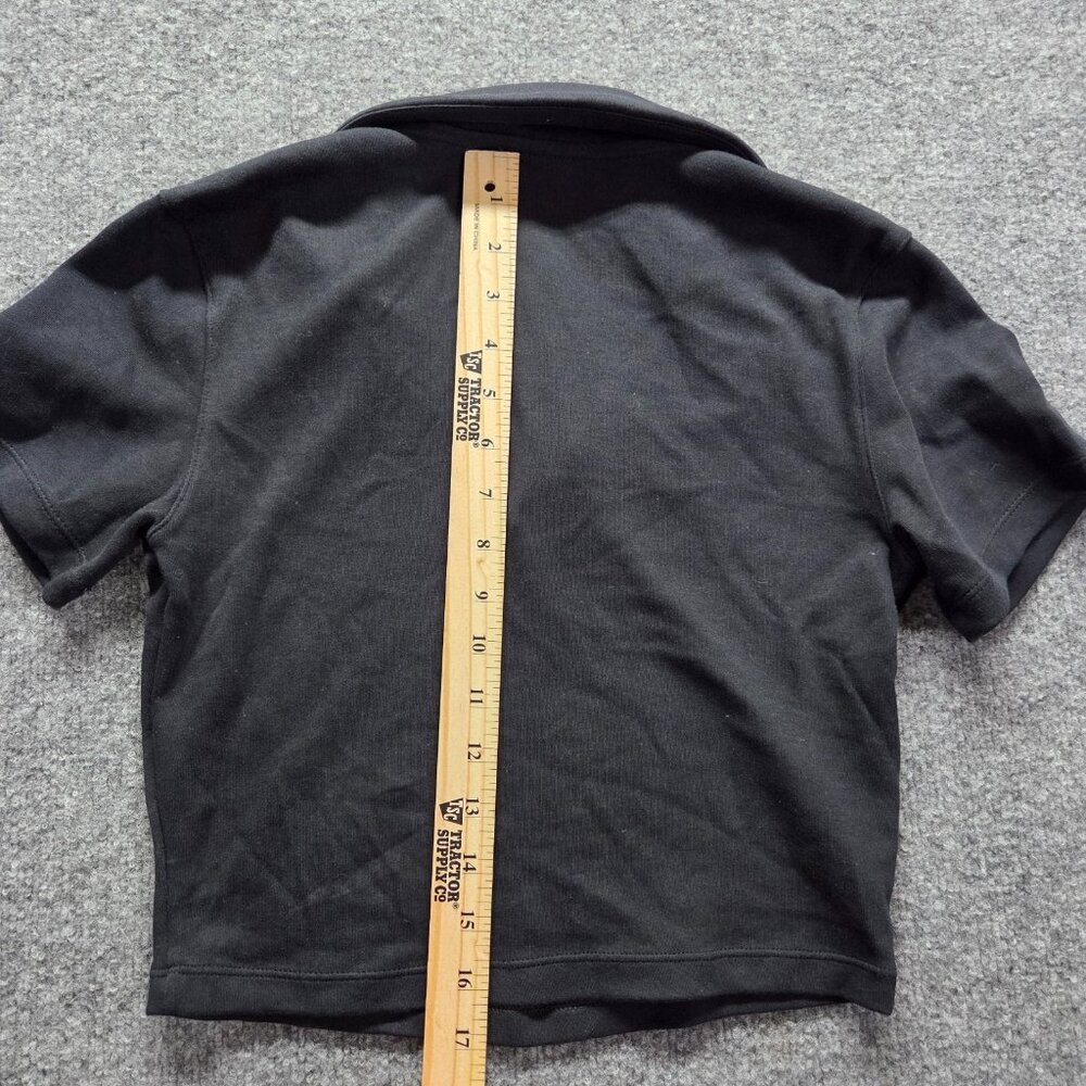 Womens Nike Sportswear Essentials Black Cropped Polo Shirt Small Black - Picture 9 of 11